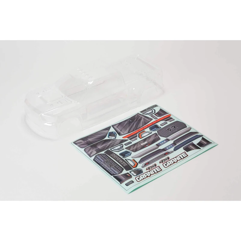 ARRMA Granite 4 x 4 clear body with decals and window masks
