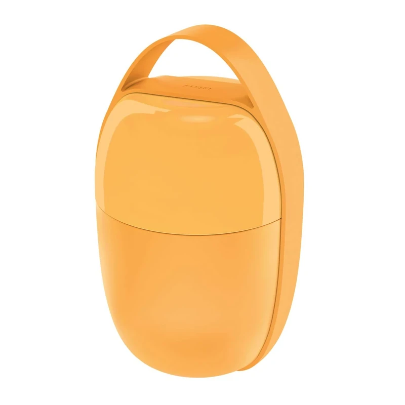 Alessi Food à porter SA03 Y, Two-compartment lunch pot in thermoplastic resin with cooling element, yellow.