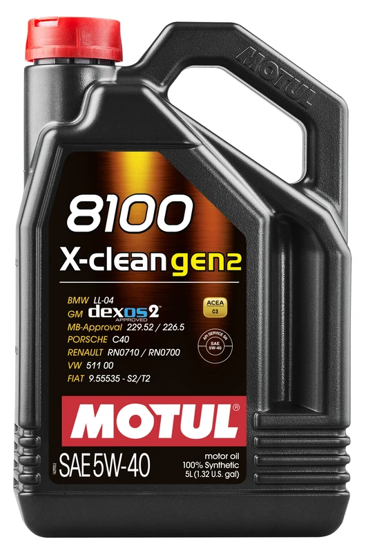 Motul 109762 | Motul 8100 X-clean GEN2 100% Synthetic Lubricant for Petrol & Diesel Vehicles | Fully Synthetic | Viscosity SAE J 300, 5W-40 | 5 Litres