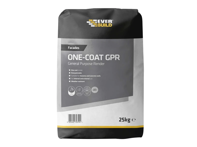 Everbuild One Coat General Purpose Render, Grey, 25 kg