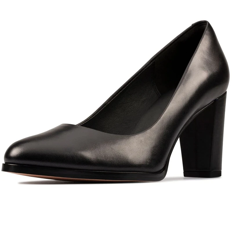 Clarks Women's Kaylin Cara 2 Pump, Black Leather, 6 UK