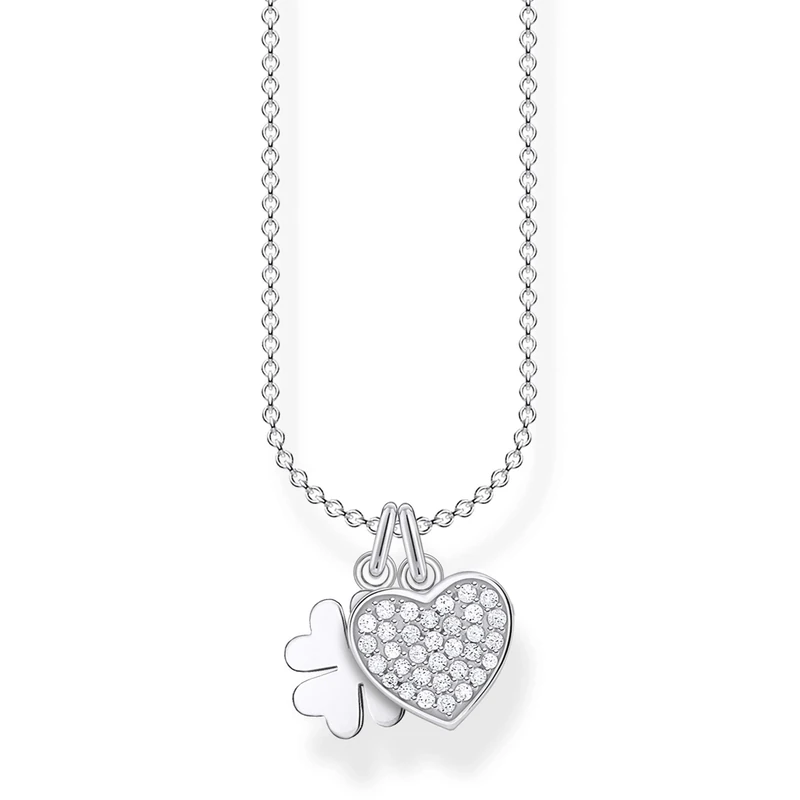 Thomas Sabo Women Necklace cloverleaf with heart pavé 925 Sterling Silver KE2047-051-14