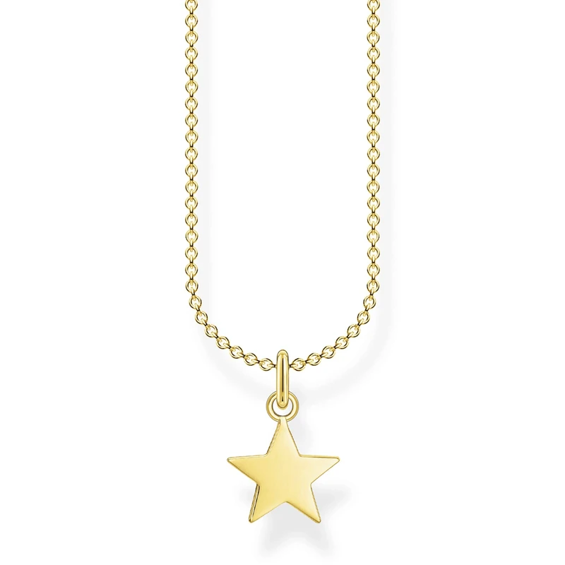 Thomas Sabo Women's 925 Sterling Silver Gold Star Necklace of Length 38-45 cm