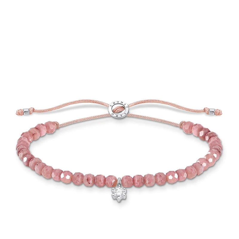 Thomas Sabo bracelet pink beads with white stone 925 sterling silver A1987-401-9-L20V