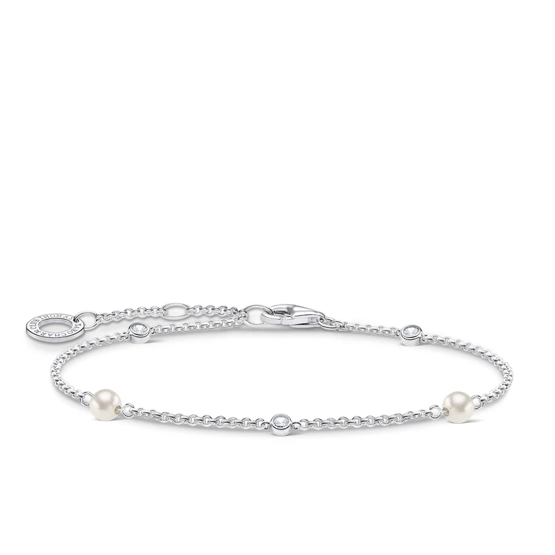 Thomas Sabo White Stone Silver Bracelet 925 Sterling Silver 16-19cm Length