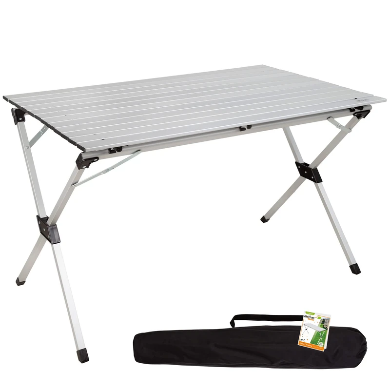 Lightweight Folding Table Aluminium Camping Table Laminated Table Top 110 x 70 x 70 cm with Carry Bag Non-Slip Feet for 6 People Active Camping