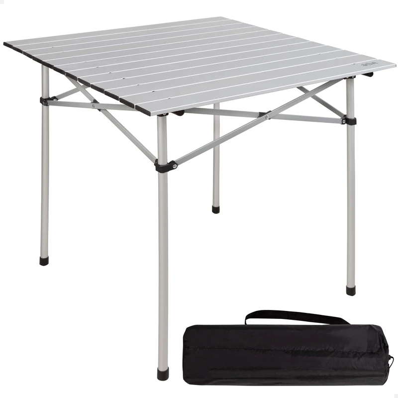 AKTIVE Camping - Folding Table in Aluminium, Camping Table, Beach or Garden Lightweight with Carry Bag, Grey - Image 1