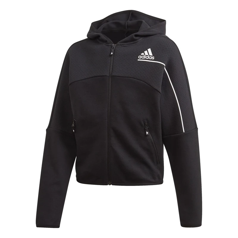 adidas Girls Z.N.E. Hooded Sweatshirt - Black/White GD3771