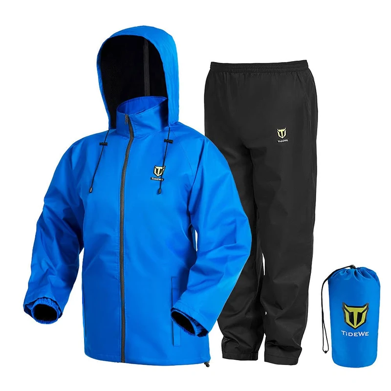 TIDEWE Rain Suit, Waterproof Breathable Lightweight Rainwear (Blue Size S) - Image 1