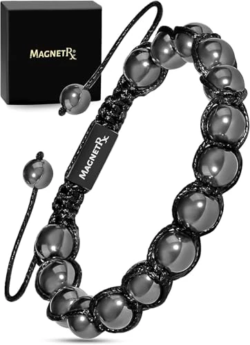 MagnetRX® Magnetic Hematite Bracelet – MAX Strength Magnetic Stones – Beaded Bracelets for Men and Women (Bali 8mm Bead)