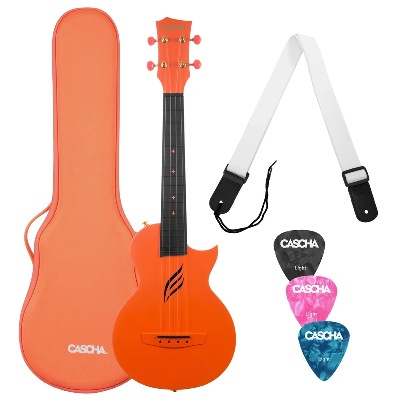 CASCHA Tenor Ukulele, solid spruce top, solid top, Hawaiian guitar set with Aquila strings, accessories, bag and 3 picks