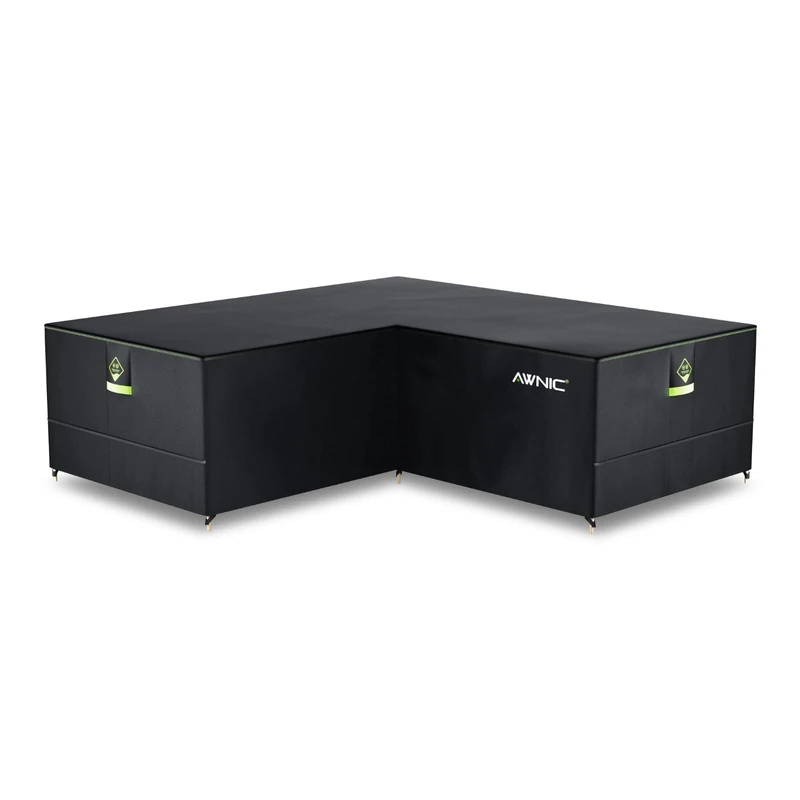 Awnic L-Shaped/Corner Sectional Outdoor Sofa Cover, Heavy-Duty, Waterproof, Black - Image 1
