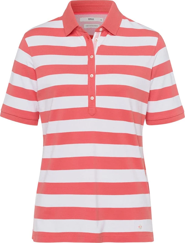 BRAX Women's Style Cleo Polo Shirt, Coral, 8