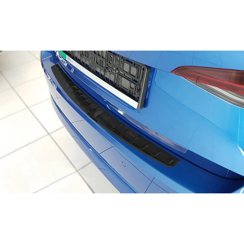 Avisa Black Stainless Steel Rear bumper protector compatible with Skoda Octavia IV Liftback 2020-2024 & FL 2024- 'Ribs'