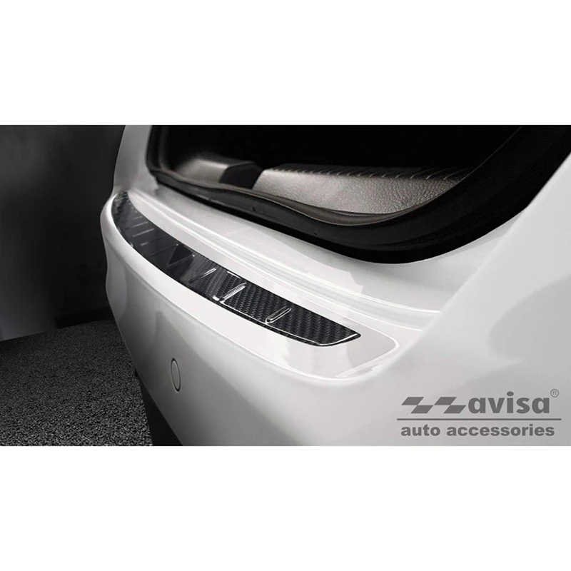 Avisa Real 3D Carbon Rear bumper protector compatible with Mercedes CLA II (C118) Sedan 2019- 'Ribs'