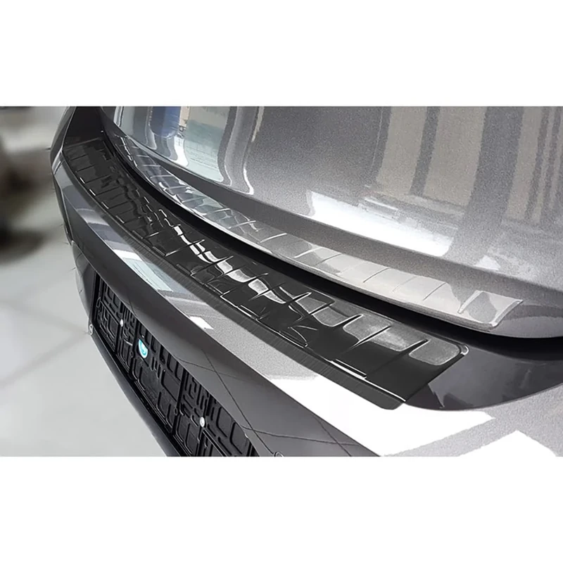 Avisa Black Stainless Steel Rear bumper protector compatible with Opel Corsa F Edition/Elegance HB 5-doors 2019- 'Ribs' (excl. Equipment Ultimate)