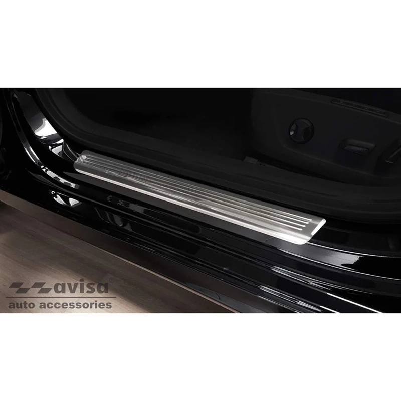 Avisa Inox door sill protectors compatible with Skoda Octavia IV Sedan/Kombi 2020-2024 & FL 2024- 'Lines' - 4-pieces