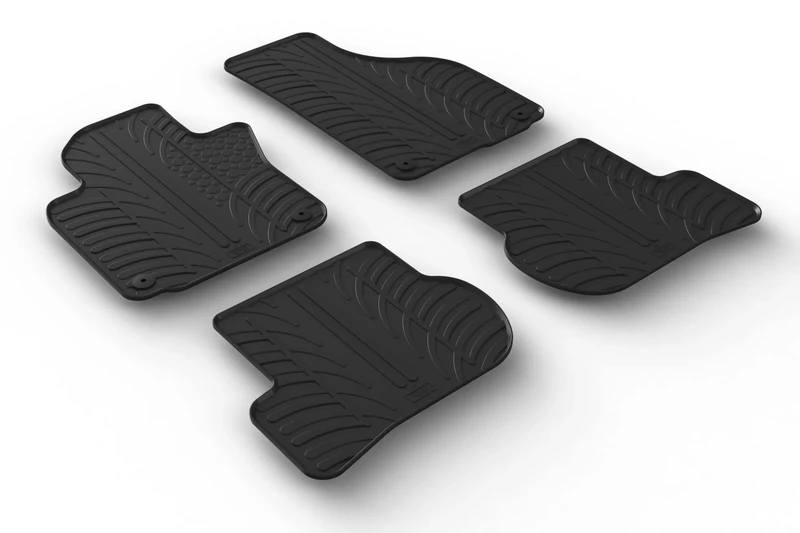 Gledring Set of Rubber Mats Compatible with Skoda Octavia IV Saloon/Estate 2020- Excl. e-Tec (T Profile 4 Pieces + Mounting Clips), Black