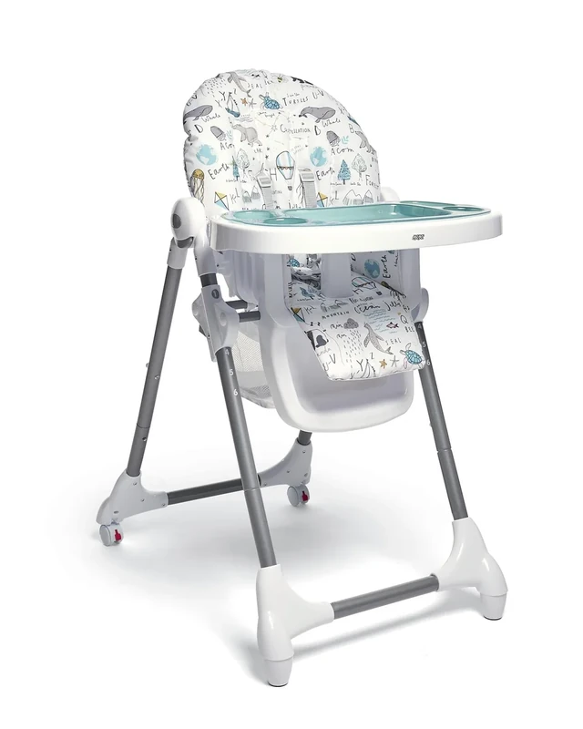 Mamas & Papas Snax Adjustable Highchair, Reclines, Foldable with Removable Tray, Happy Planet