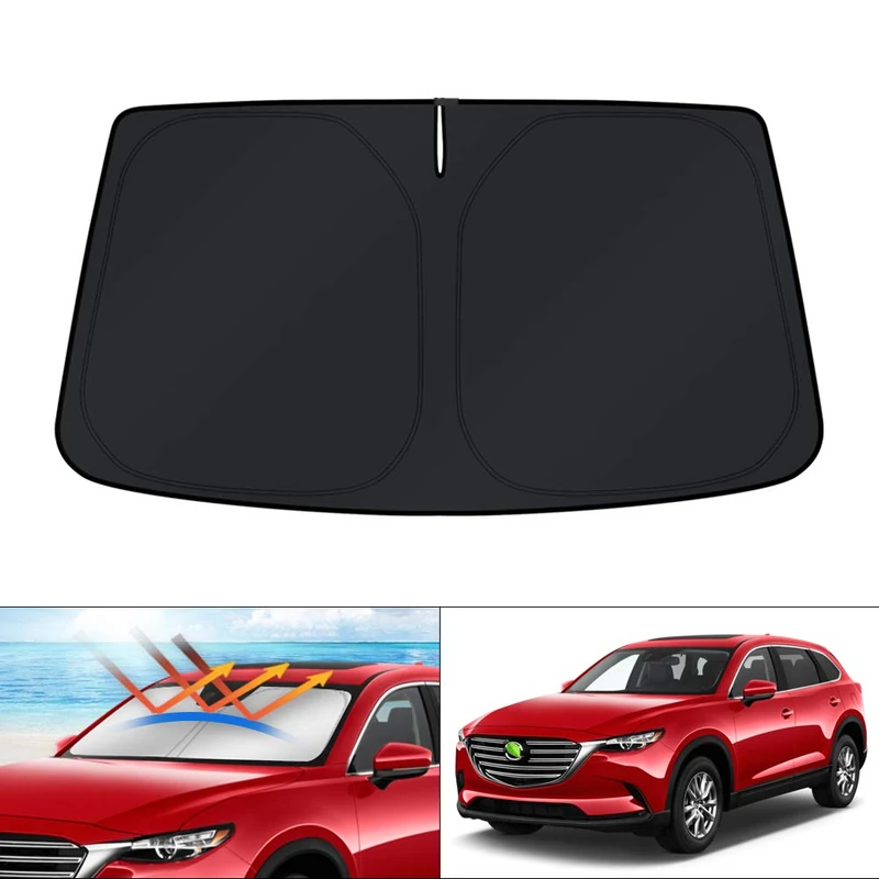 KUST Windshield Sun Shade for Mazda CX-9 CX9 SUV 2016-2020 2021 Sunshade Foldable Sun Visor Protector Blocks UV Rays Keep Your Car Cooler