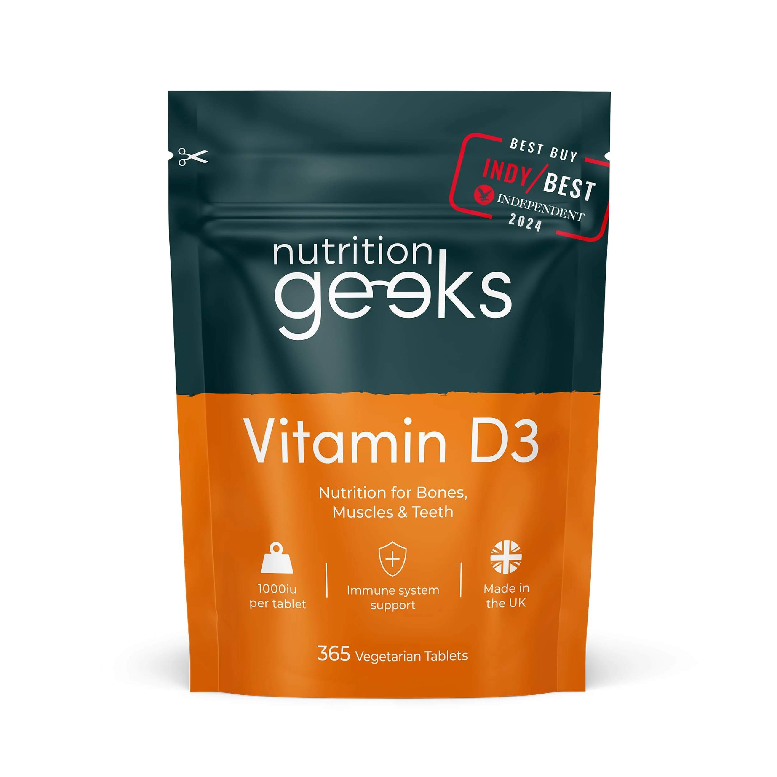 Vitamin D 1000iu - 1 Year Supply, 365 Easy-Swallow Vitamin D Tablets, Vegetarian D3, High Strength Immune Support Supplement - Awarded by The Independent UK