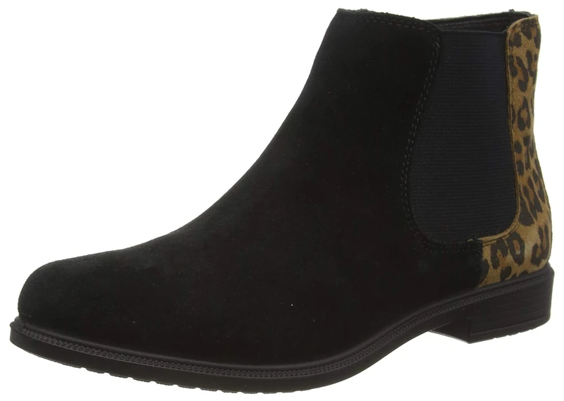Hotter Women's Tenby Black-Leopard Zip Fastening Chelsea Boots, 3 - Image 1