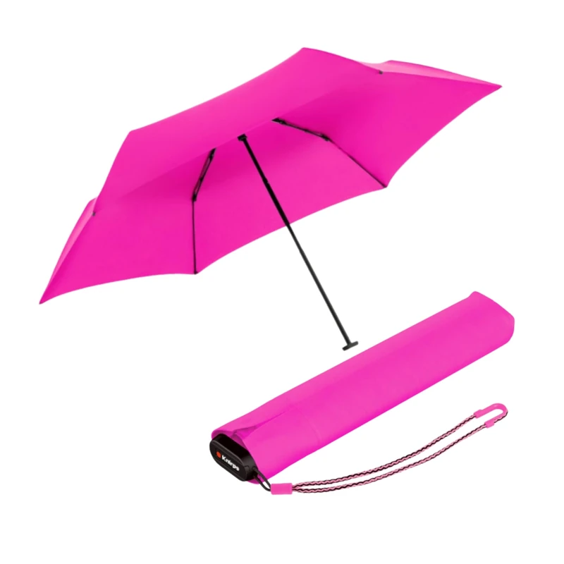 Knirps Ultra US.050 Slim Manual Pocket Umbrella - Ultra Light and Flat - Storm Proof - Windproof - 21 cm - Neon Pink