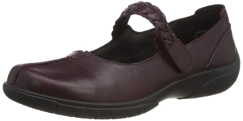 Hotter Women's Shake Ii Wide Mary Jane Flat, Wine, 3 UK Wide