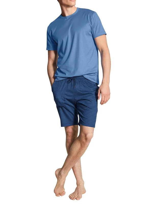 CALIDA Men's Casual Smart Pajama Set, Bay Blue, XL