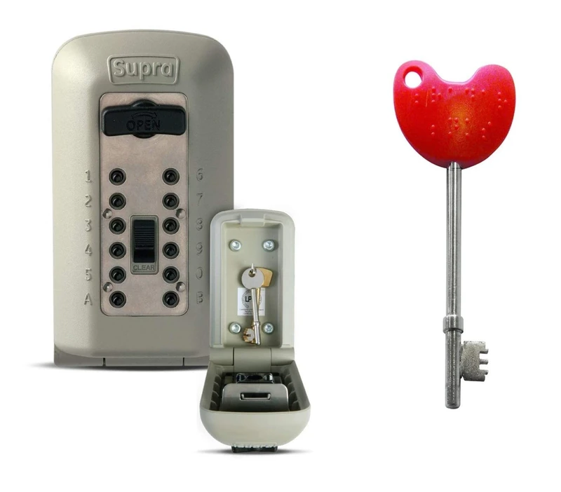 Supra C500 Key Safe Secure/Wall Mounted/Outdoor/Key Storage Device + NRS Easy Turn Disabled Toilet Access Key with Handle