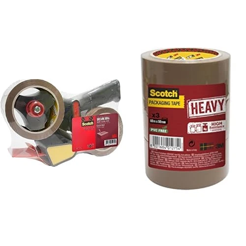 Scotch DEVIDOIR Metal 50 mm x 66 m Dispenser + 2 Rolls of Packaging Tape + 3 Rolls Packaging Tape, 50 x 66 mm