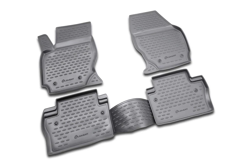 Element EXP.NLC.50.08.210 Rubber Floor Mats for Volvo XC70 2007 – Set of 4, Black, Adjustment Mesuré au Laser Personnalisé