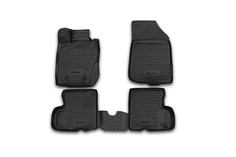 Element EXP.CARNIS10057k 3D Rubber Floor Mats for Nissan Terrano 2014-2016 4WD 4-Wheel Drive 4-Piece Set, Black
