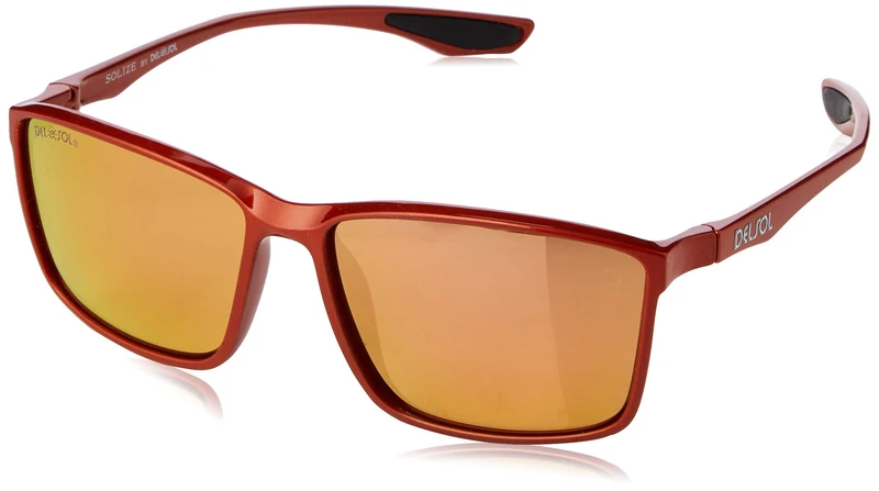 Del Sol Solize Last Time Around - Changes Color from Metallic Orange to Brown by DelSol for Unisex - Polarized Pro, Mirrored Lens, 100% UVA/UVB Protection - 1 Pc Sunglasses