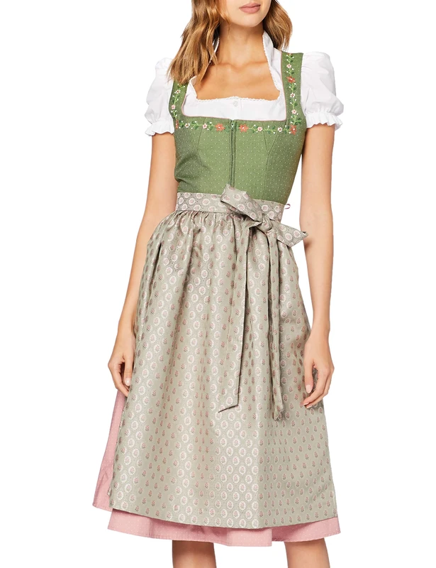 Apple of my eye Women's 995899 Dress, Olive Green with Pink, 16