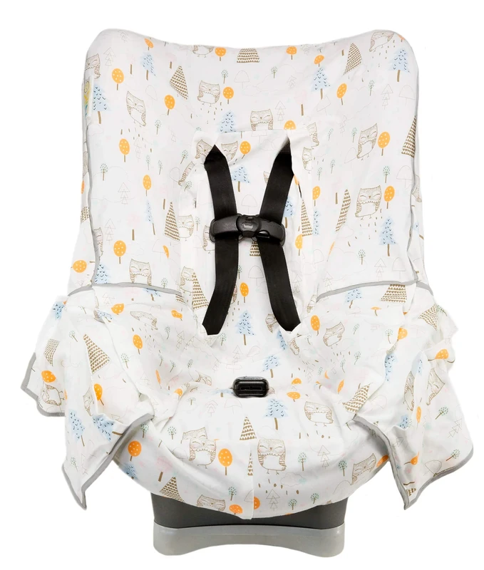 Niko Easy-Wash Children's Car Seat Cover & Liner - 100% Cotton Jersey - Owl Multi - Universal FIT - Crash Tested - Waterproof SEAT Bottom - Mess Protection - Easy to Clean - Machine Washable - Image 1