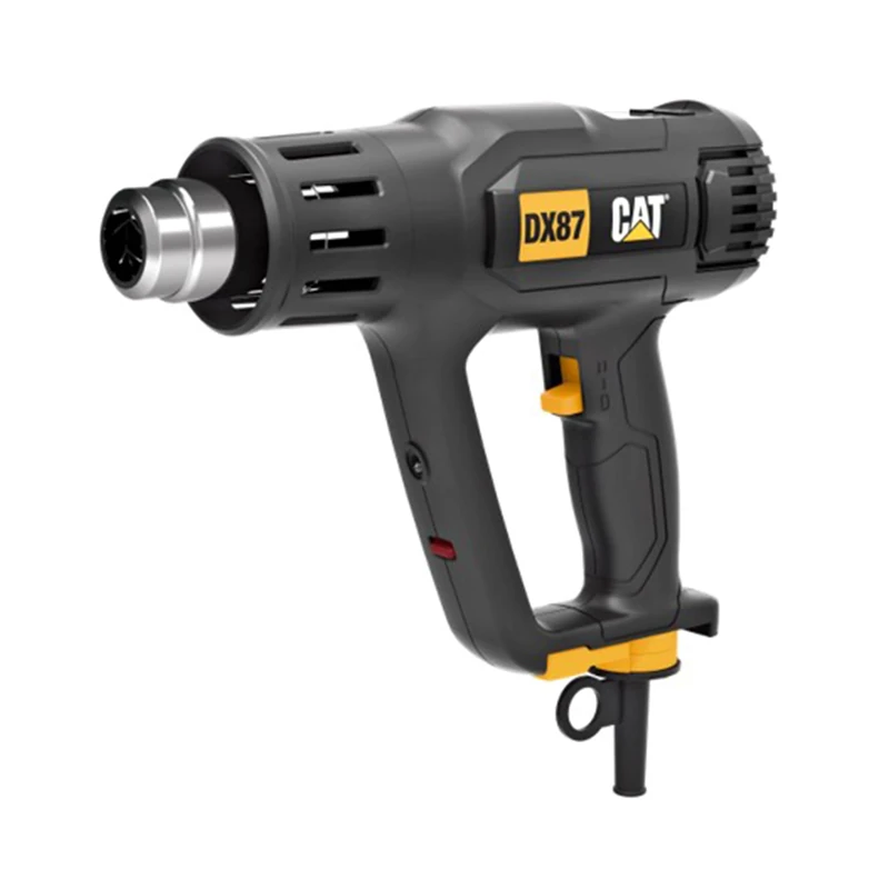 CAT DX87 Heat Gun 2000W, with LCD Display, infinitely Variable Temperature Setting 50-600°C, 2 air Flow Levels, LED Light, incl. 5 nozzles & Scraper (for Professional Applications)
