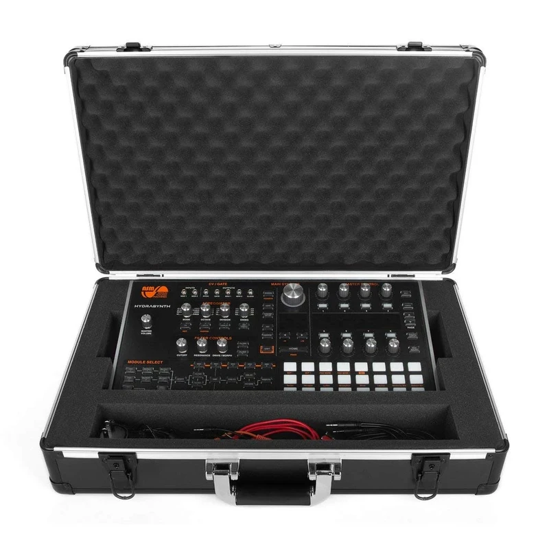 Analog Cases Unison Case for ASM Hydrasynth Desktop or comparable Synthesizers (Transport case, Aluminium Corner Protection, Padded lid with Handle, Cable Storage compartments), Black