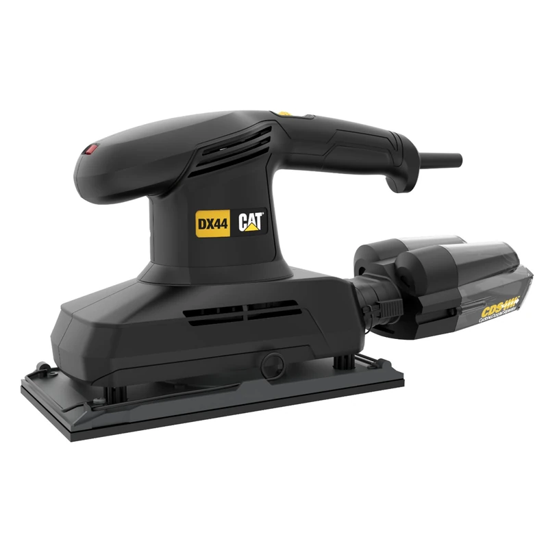 CAT DX44 AC Finishing Sander, 350W, 113x230 mm Sanding Surface, 6000–11000 RPM, 2.4 mm Orbit Diameter, (incl. Cyclone Dust Box, Adapter, Sanding Paper, and Punch)