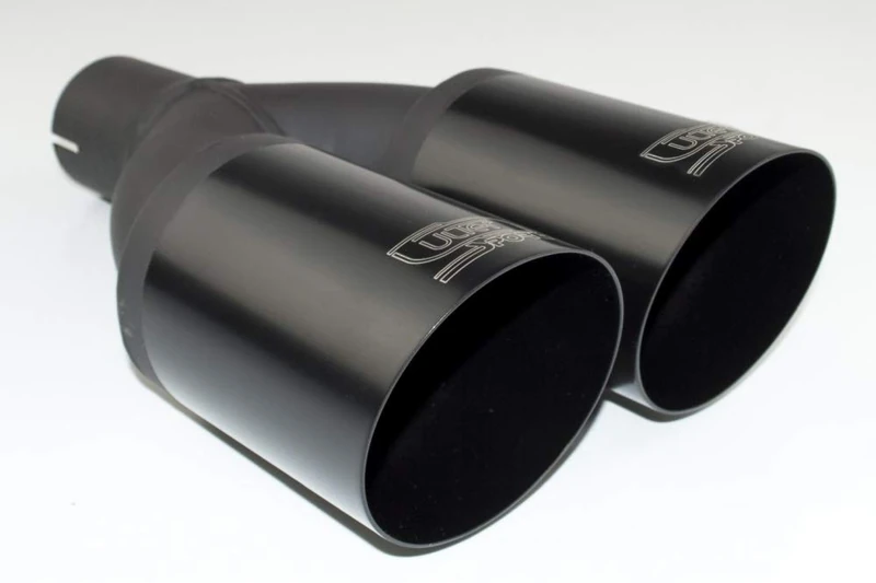 Ulter Sport Exhaust finisher - Double Round Ø80mm Slanted - Length 280mm - Installation ->55mm - Black Inox