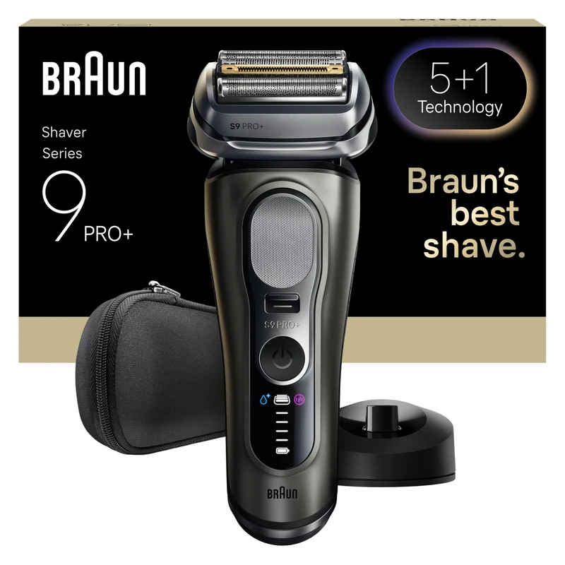 Braun Series 9 PRO+ Electric Shaver, 5+1 Ultra Thin Precision Blades, Pro SensoAdapt, Up to 60 min, Charging Stand, Wet & Dry Razor for Men, 9615S, Graphite