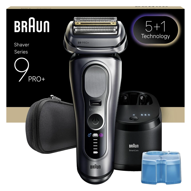 Braun Series 9 PRO+ Electric Shaver, 5+1 Ultrathin Precision Blades, SensoAdapt, SmartCare 6 in 1 Cleaning Center, Wet and Dry Shaving Razor, 9667CC, Silver
