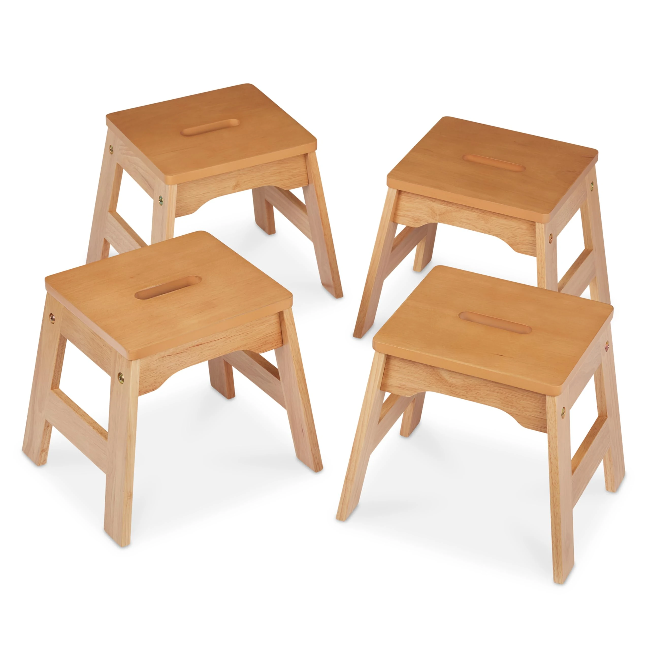 Melissa & Doug Wooden Stools - Set of 4 Stackable, 11-Inch-Tall - Natural