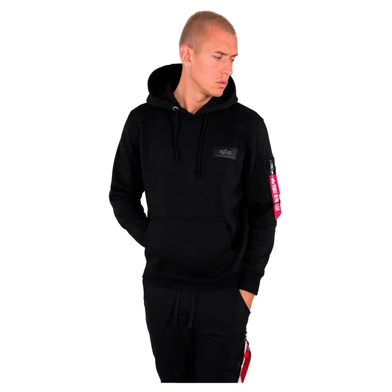 Alpha Industries Back Print Hoody Camo Hooded Sweat for Men Black/Woodland