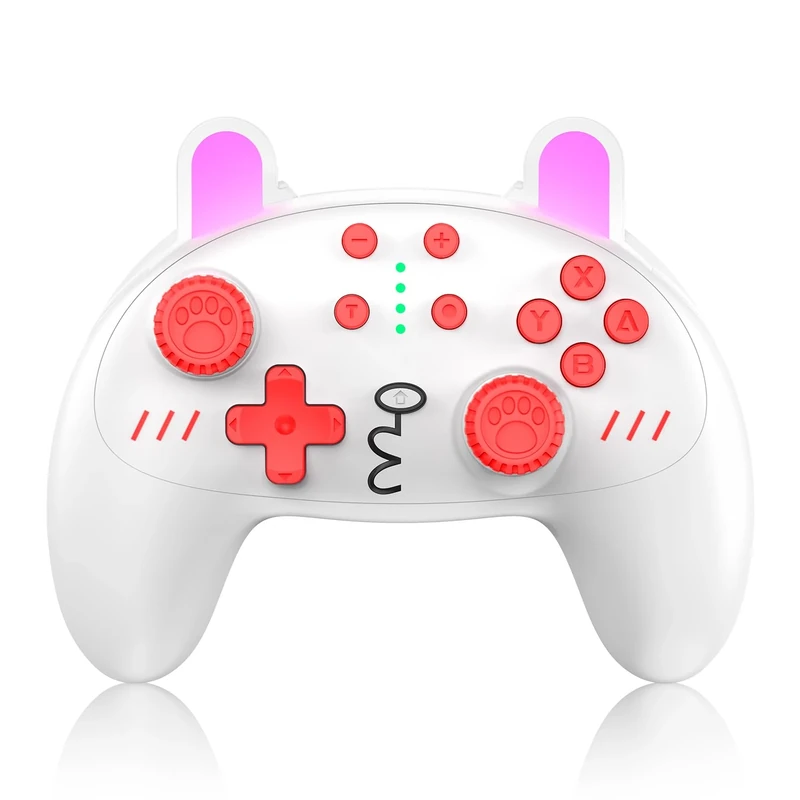 KINGEAR Wireless Controller for Nintendo Switch, Kawaii Cat Switch Controllers Compatible with Nintendo Switch/Switch Lite Console, Cute Game Pad with 6 Axis/Turbo/Motion Control