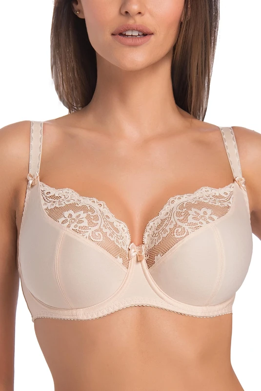 Teyli Underwired Bras - Bras for Women with Adjustable Straps - Women's Bra with Lace Detail - Soft Bra Comfortable for Everyday Use Beige