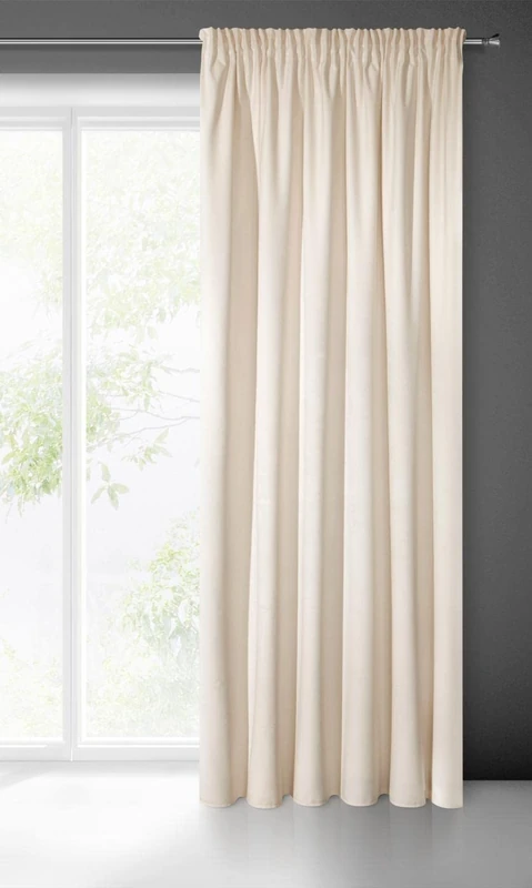 Eurofirany Villa Velvet Velvet Soft Curling Ribbon - 1 pc Elegant curtain thick 290 g/m² elegant smooth solid colour fluffy modern classic living room bedroom lounge, light beige, 140 x 270 cm