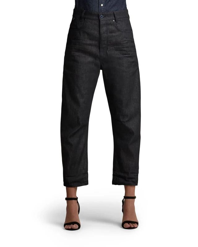 G-Star Women's C-Staq 3D Boyfriend Cropped Jeans, Black (pitch black D17870-C668-A810), 30W / 32L