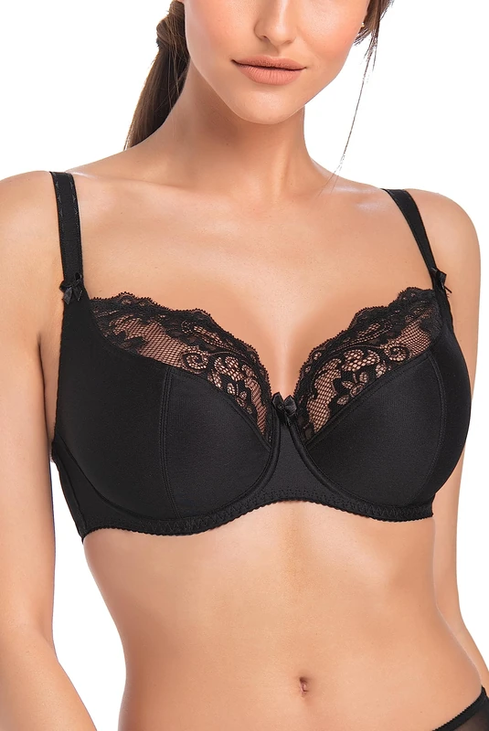 Teyli Underwired Bras - Bras for Women with Adjustable Straps - Women's Bra with Lace Detail - Soft Bra Comfortable for Everyday Use Black