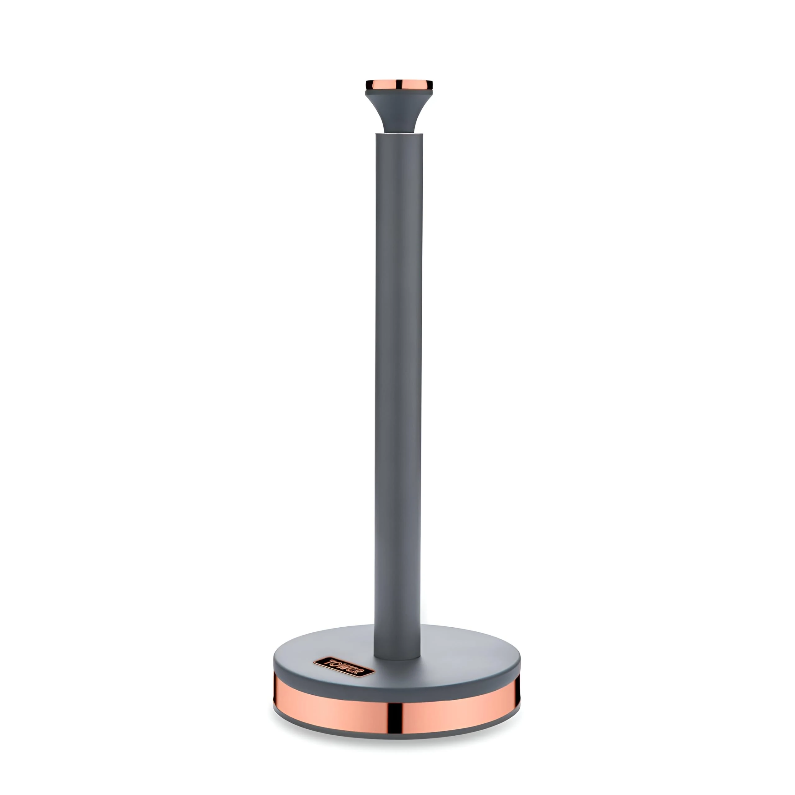 Tower T826133GRY Cavaletto Towel Pole Kitchen Roll Holder with Soft Underliner, Grey and Rose Gold